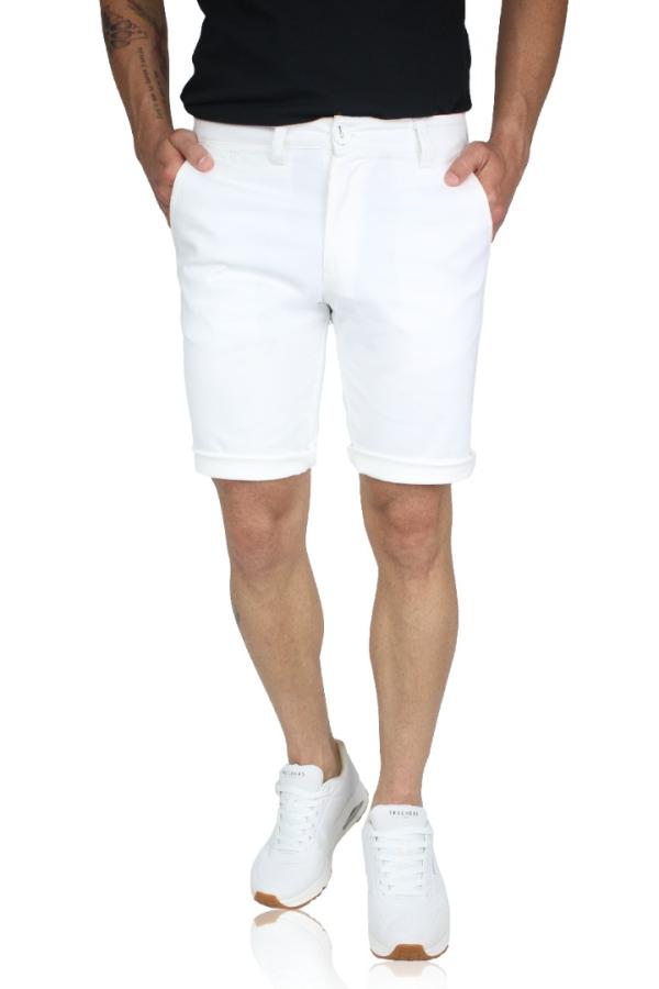 Bermuda De Vestir Color Blanco De Algodón Corte Slim Fit Para Hombre